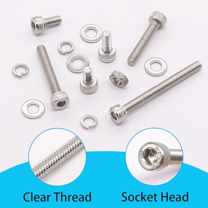 350PCS M4 Screw Kit, M4 x 6/8/12/16/20/25/30mm Hex Socket Head Cap Screws Bolts Nuts Washers Assortment Kit, 304 Stainless Steel Metric Bolts with Hex Wrench - size: SS M4 x 6/8/12/16/20/25/30mm, style: Socket Head