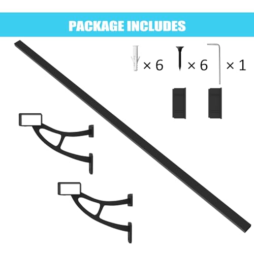 Foot Rail Kit–Wall Mounted Bar Railing Multiple Sizes (5 Feet) | Black Heavy Duty Metal Railing Hardware, Combined Installation and Sturdy Square Tube Design, for Restaurant, Bar,Office,Home - size: 5 Feet