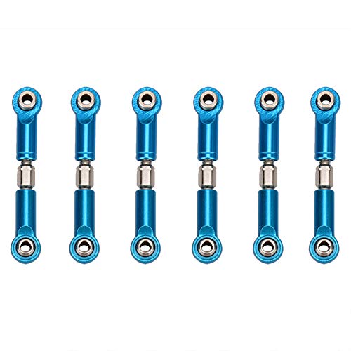 plplaaoo 6PCS Adjustable Front Rear Aluminium Alloy Servo Link Steering RC Truck Upgrade Parts Metal Steering Linkage Rods Set for RC Model Car Upgraded Parts (Blue), steering linkage rc car part