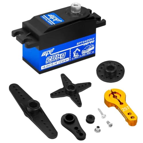 GOUPRC 20kg Low Profile Servo High Torque of Metal Gear Digital Servo with 25T Metal Arm for 1/8 1/10 1/12 RC Model DIY Car Robot - style: 20KG servo *1