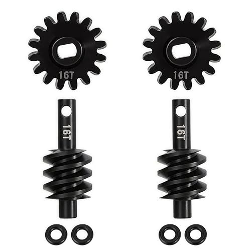 2pcs Steel Axle Differentials Gear 13T/2T Front and Rear Overdrive Differential Worm Gear for Axial SCX24 1/24 RC Crawler Truck Car Upgrades Parts Accessories (2T-16T) - color: 2t-16t