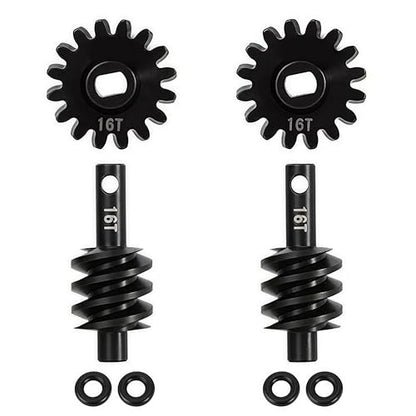 2pcs Steel Axle Differentials Gear 13T/2T Front and Rear Overdrive Differential Worm Gear for Axial SCX24 1/24 RC Crawler Truck Car Upgrades Parts Accessories (2T-16T) - color: 2t-16t