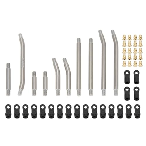 MEUS Racing SCX24 Links Metal High Clearance Chassis Links & Steering Links Set for Axial SCX24 Lexus GX470 1/24 RC Crawler(Titanium Alloy)