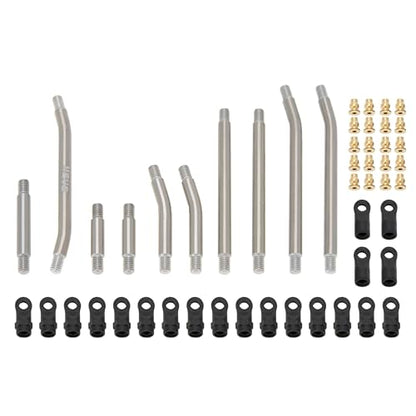 MEUS Racing SCX24 Links Metal High Clearance Chassis Links & Steering Links Set for Axial SCX24 Lexus GX470 1/24 RC Crawler(Titanium Alloy)