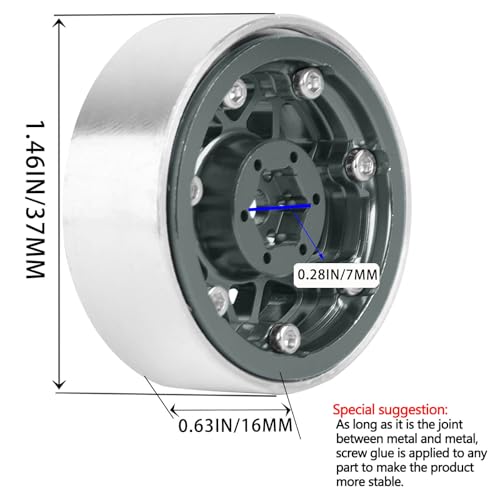for 1/24 1/18 SCX24 FCX24 TRX4M RC Crawler Car,1.3" RC Tires Wheel Rim,Aluminum RC Truck Tires Wheels Rims,1.3 Beadlock Wheel Rims Heavy Duty Rim (4PCS) Titanium - color: 1.3-rim-titanium&pink&blue