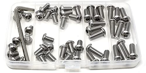 iexcell 50 Pcs M6 x 8/10/12/16/20 Stainless Steel 304 Hex Socket Button Head Cap Screws Bolts Assortment Kit, Thread Pitch 1.0 mm - size: M6 x 8/10/12/16/20mm