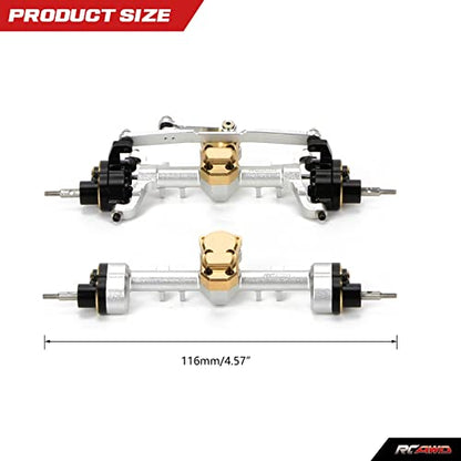 RCAWD Front Rear Portal Axle Set for Axial SCX24 Wrangler Bronco Gladiator C10 Deadbolt Crawlers Upgrade Parts (Silver) - color: Silver