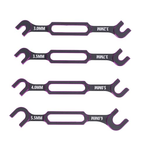 4PCS RC Wrench, Premium Aluminum Alloy Turnbuckle Nut Ball Joint Remover Tool, 3.0, 3.2, .5, .7, 4.0, 5.0, ., 6.0mm Sizes Tool for RC Car, Boat, Drone, Crawler, Truck DIY (Purple) - color: Purple