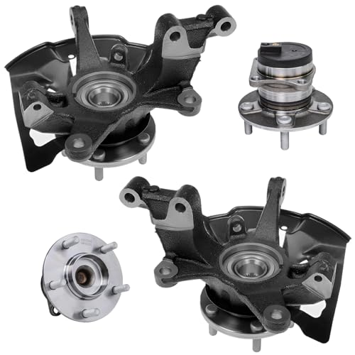 Detroit Axle - FWD Front Steering Knuckles w/Hub + Rear Wheel Hub Bearings | Replacement for 2007-2012 Mazda CX-7 - size: 4UW50455/Kit