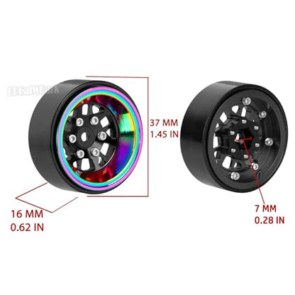 RC 1.3 Beadlock Wheel Rims for 1/18 TRX4M 1/24 SCX24 RC Crawler Car,Aluminum Alloy Beadlock Wheel Rim Hub,4Pcs RC Off Road Buggy Rally Truck Car Wheels Rims,Black - color: Black - (1.3 Beadlock Rims)