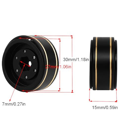 1.0 Plus Brass Beadlock Wheel Rims 4PCS Wheels for All 1/24 Scale FCX24 Axial SCX24 Deadbolt C10 Gladiator 1/18 TRX4M RC Crawler Car Upgrades Parts (6 Round Shape) - style: 6 round shape