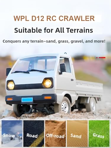 DOBYE WPL D12 1/10 RC Kei Truck, 2.4G RC Car Remote Control Off Road RC Crawler with Proportional Throttles Steering 260 Motor Rear Drive Hobby Grade RC Drift Car for Adult RTF Toy Vehicle