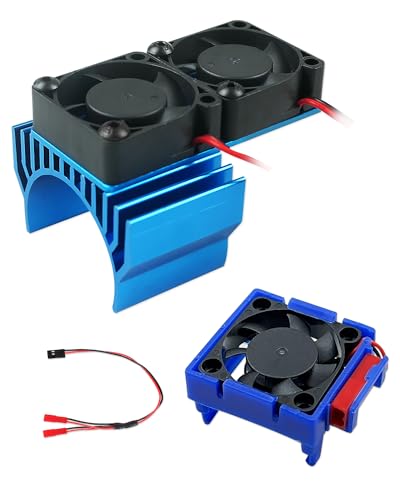 VXL-3s ESC Cooling Fan and Motor Dual Fan Compatible with Traxxas Slash 4x4 Stampede 4x4 Rustler 4x4, Blue - color: Blue