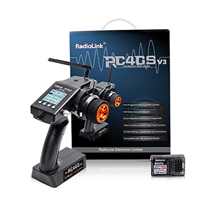 Radiolink RC4GS V3 2.4G 4 Channels RC Radio Transmitter and 2 Receivers R6FG/R4FGM Gyro Set for Crawler Truck Car Boat
