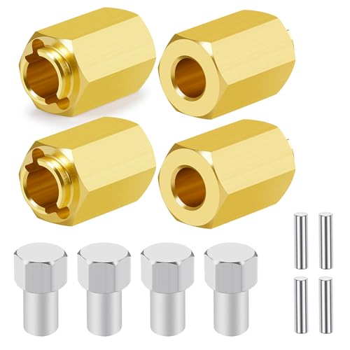 MOHERO 4Pcs 15g Brass Wheel Hubs 10mm Extenders Hex Adaptor for 1/18 RC Crawler Car TRX4M Upgrade Parts