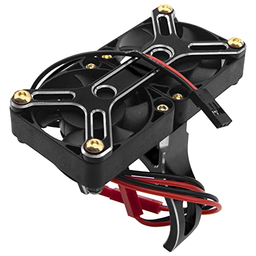 4985 1717 Brushless Motor Heat Sink Dual Cooling Fan Motor Heatsink Compatible with 1/5 Traxxas X-Maxx Arrma RC Car (Black) - color: Black