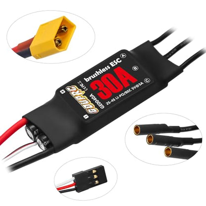 GOUPRC 30A Brushless ESC 2-3S Electric Speed Controller with 5V/2A BEC & XT60 Plugs for Drone Helicopter Fixed Wing DIY RC Multi-axis Aircraft (2PCS) - style: 30A*2