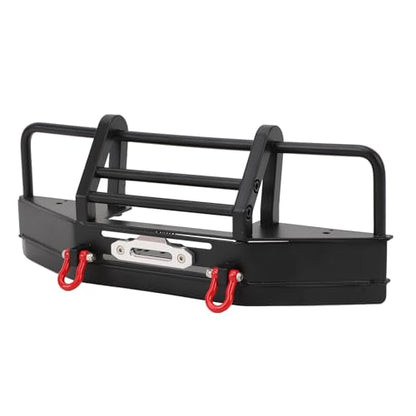 Metal Front Bumper for Axial SCX10 110 RC Crawler with Trailer Hitch, Heavy Duty Iron Impact Protection Upgrade Part, Black