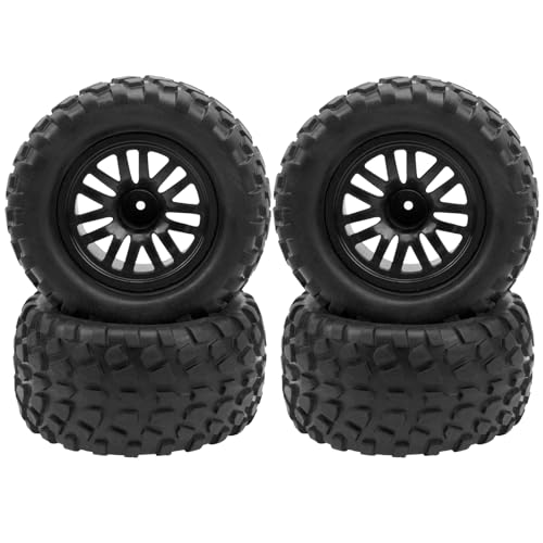 4Pcs OD 4.9" RC Wheel Rim Rubber Tires Set 12mm Hex Compatible with HSP Redcat Exceed Tamiya HPI Kyosho 1/10 Off-Road Buggy Monster Short-Course Truck Car