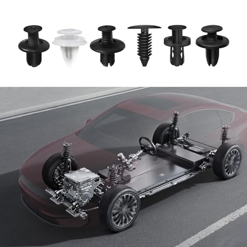 100 PCS Bumper Push Fasteners Rivet Clip Kit, ABS Retainer Expansion Screws with Removal Tool, 6 Popular Sizes Fenders/Body Fixing Clips, Universal for Most Cars, Trucks, SUVs (White)