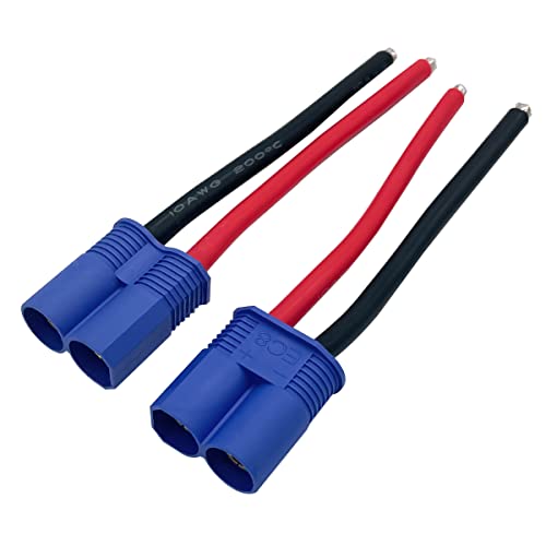 2Pairs EC8 Connector Male & Female Extension Cable with 10AWG 10cm Gauge Silicone Wire for RC Lipo Batteries Cars FPV Drones - style: EC8