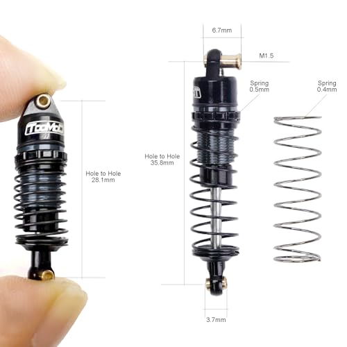 35MM Oil Shock Absorbers Upgrade Compatible with 1/24 RC Crawlers | Fits Axial SCX24 / FCX24 - Oil Damper Upgrade - Black - Gray - color: Black/Gray