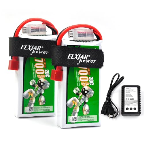 (2-Pack) 7.4V 2700mAh 20C Li-Po Battery for WLTOYS 12428, 12423, 12429 | 2S battery with T-Plug for compatible 1/12 RC cars; includes 2 balance chargers for convenient simultaneous charging.