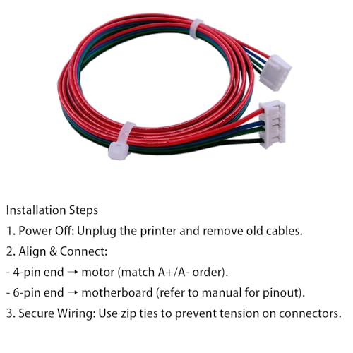 4 Pcs 3D Printer Stepper Motor Cable 4Pin to 6Pin, 1000mm XH2.54 Stepper Motor Wire for Nema 17 Stepper Motors, - style: 4Pcs Stepper Motor Cable 1M