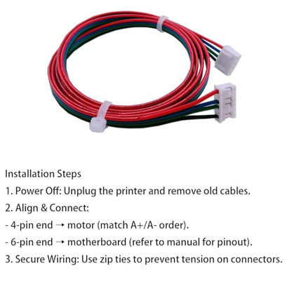 4 Pcs 3D Printer Stepper Motor Cable 4Pin to 6Pin, 1000mm XH2.54 Stepper Motor Wire for Nema 17 Stepper Motors, - style: 4Pcs Stepper Motor Cable 1M
