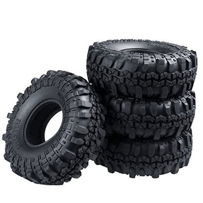 RCLIONS 4PCS 1.9inch RC Crawler Tires Rubber Wheel Tyre 110mm/4.3" with Foam Insert for 1/10th AXIAL SCX10,TRX4,SCX10 II,D90,D110
