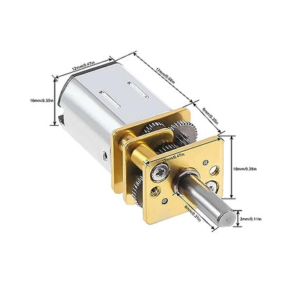 2PCS DC 12V 1000RPM N20 High Torque Speed Reduction Motor with Metal Gearbox Motor for DIY RC Toys
