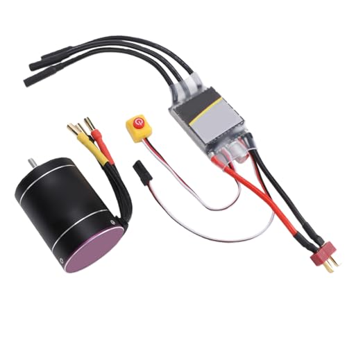 Drfeify RC Brushless Motor ESC Combo, 6400KV 75A with 2-3S LiPo Battery Protection for 1/10 1/8 Scale RC Cars Boats