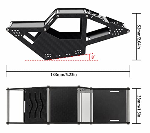 MEUS Racing SCX24 LCG Chassis Carbon Fiber Frame for Axial SCX24 C10 JLU Bronco 1/24 RC Crawler Upgrades Parts, Black