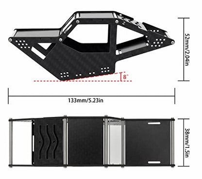 MEUS Racing SCX24 LCG Chassis Carbon Fiber Frame for Axial SCX24 C10 JLU Bronco 1/24 RC Crawler Upgrades Parts, Black