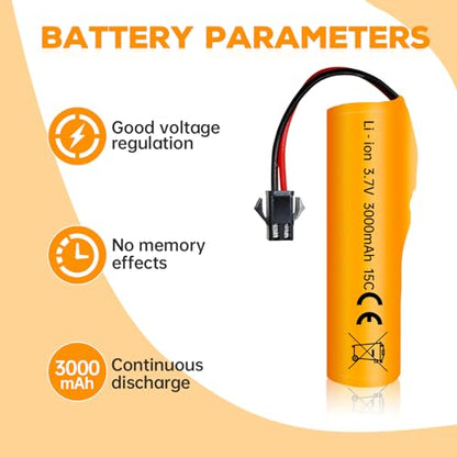 2PCS 3.7V 3000mAh Li-ion Battery SM-2P Plug with USB Charging Cable for DE42 DE44 DE45 DE68 RC RC Cars Drift Cars Trucks Toys Off-Road Racers