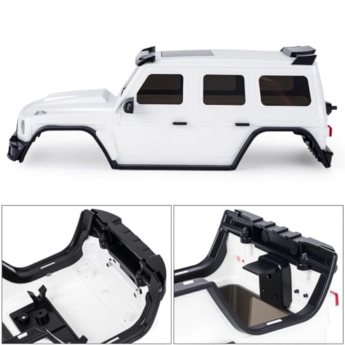 Hard Body Shell for Axial SCX30 1/30 RC Crawler ABS Plastic Body Cover with Light Bucket & Spare Tire Mount Direct Fit Replacement DIY Upgrade (White) - color: White