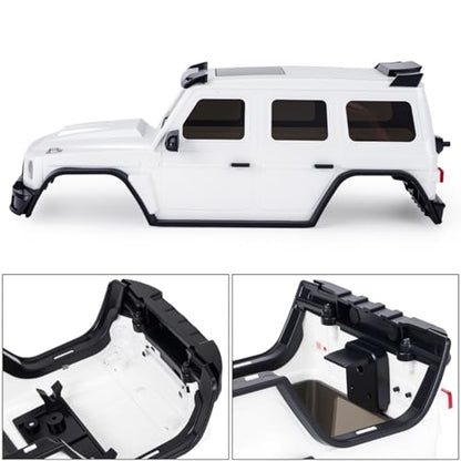 Hard Body Shell for Axial SCX30 1/30 RC Crawler ABS Plastic Body Cover with Light Bucket & Spare Tire Mount Direct Fit Replacement DIY Upgrade (White) - color: White