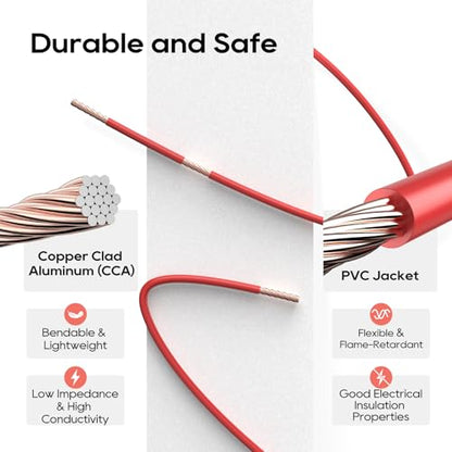 TOPDC 18 Gauge Electrical Wire Combo, 6 Colors, 100FT Each Automotive Wire, Copper Clad Aluminium Hook up Wire Kit for Car Audio,Automotive Wiring, LED Lighting,etc - size: 18awg-600ft Cca