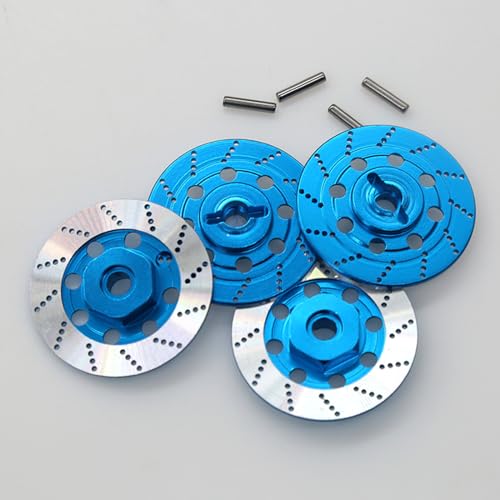 1/10 RC Aluminum Alloy 12mm Hex Drift Wheels Rim Tires Hub Brake Disc Compatible with 1/10 RC On Road Rally Touring Racing Street Car Traxxas Tamiya HSP HPI Redcat Racing 4PCS (Sky-Blue) - color: Sky-blue