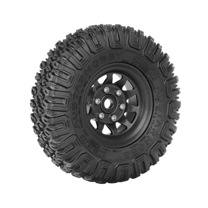 4PCS RC Car 1.55 Inch Tyres Aluminum Alloy Metal Beadlock Wheel Rim and Rubber Tires for 1/10 RC Crawler Car for Axial AX90069 D90 TF2 Tamiya CC01 LC70 MST JIMNY(85mm-10Holes Black) - color: 85mm-10Holes Black