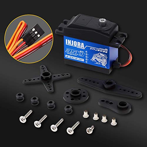 INJORA RC Transmitter 2.4GHz 6CH Controler and Receiver and 35KG Digital Servo for 1:10 RC Crawler SCX10 TRX4 D90