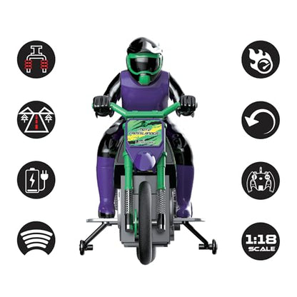 LEXiBOOK, Crosslander RC Motorcycle, RC18 | Up to 12km/h, Light effects, Stunts, Rechargeable - style: Crosslander RC Motorcycle