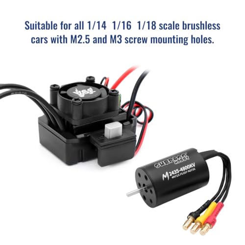2435 4800KV Motor 35A Waterproof ESC for 1/14 1/16 1/18 RC Trucks | CNC aluminum brushless motor with fast heat dissipation, sine-wave quiet driving, waterproof dustproof