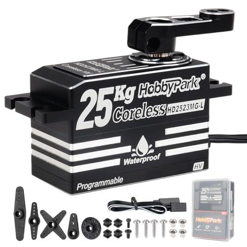 HobbyPark Low Profile Servo 0.05sec Fast High Speed Steering Servo Coreless 25kg fit 1/8 1/10 RC Touring Cars Race Drift for Tamiya XRAY Yokomo Team Associated Xpress Serpent Kyosho MST Mugen Infinity