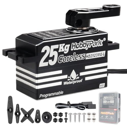 HobbyPark Low Profile Servo 0.05sec Fast High Speed Steering Servo Coreless 25kg fit 1/8 1/10 RC Touring Cars Race Drift for Tamiya XRAY Yokomo Team Associated Xpress Serpent Kyosho MST Mugen Infinity