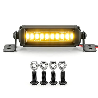 STMU Aluminum 10-LED RC Light Bar 2.16 Inch Roof Light Kit for 1/10 & 1/18 Scale RC Crawler Accessories Compatible with Axial SCX10 Traxxas TRX4 TRX4M Arrma Senton Redcat GEN7