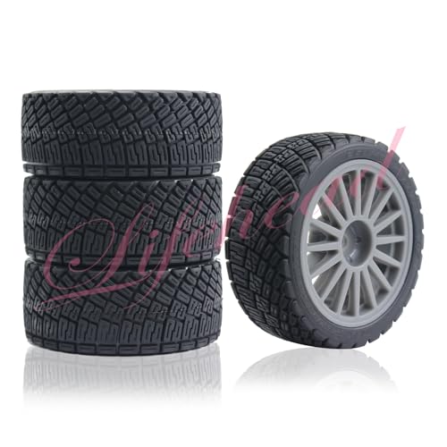 Lifehead 67mm RC On-Road Rally Car Tires and Wheels for 1/10 RC On-Road Touring Drift Car HSP Tamiya XV01 TT01 TT02B HPI Kyosho FAZER MK2 /12mm Hex - color: Grey B