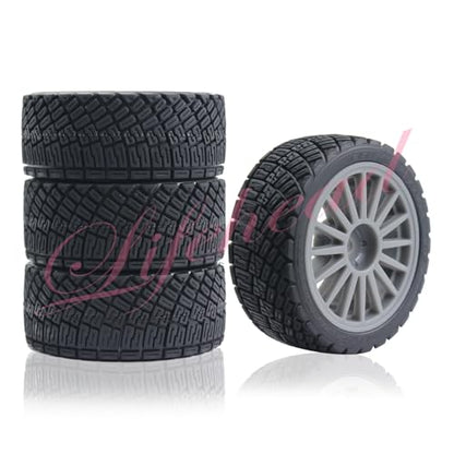 Lifehead 67mm RC On-Road Rally Car Tires and Wheels for 1/10 RC On-Road Touring Drift Car HSP Tamiya XV01 TT01 TT02B HPI Kyosho FAZER MK2 /12mm Hex - color: Grey B
