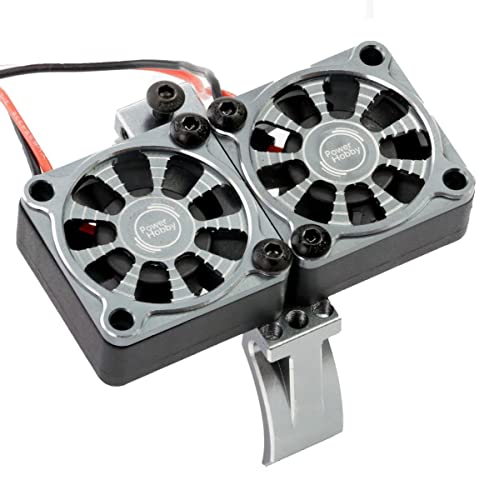 Powerhobby 1/10 Car/Truck Aluminum Heatsink 30mm Twin Turbo Cooling Fans with Motor Mount (Gunmetal) - color: Gunmetal