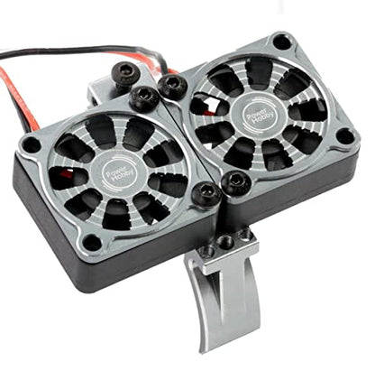 Powerhobby 1/10 Car/Truck Aluminum Heatsink 30mm Twin Turbo Cooling Fans with Motor Mount (Gunmetal) - color: Gunmetal